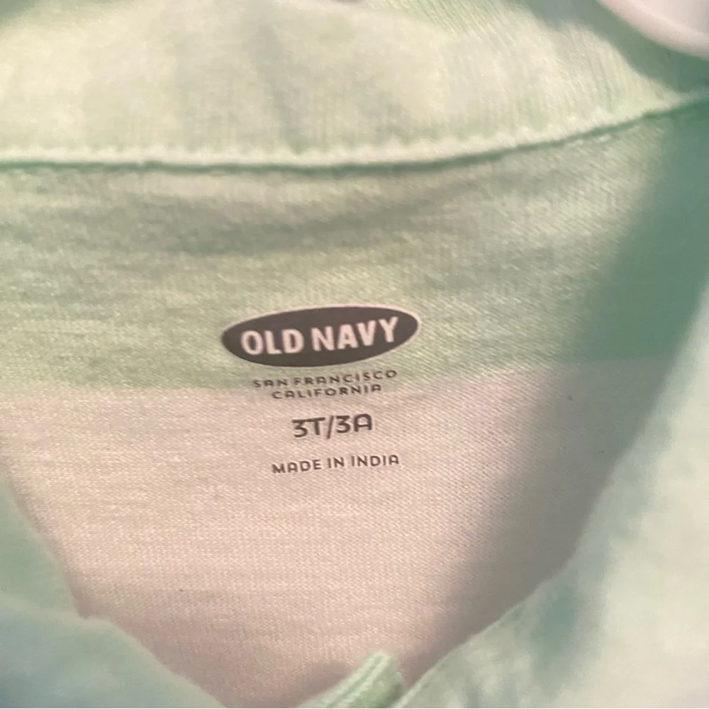 OLD Navy Toddler Boys Green & White Striped Short Sleeve Polo Shirt Size 3T